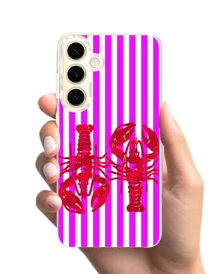 Etui do Samsung Galaxy S24 Plus z MagSafe przeźroczyste, silikonowe Flexi, kraby z różowymi paskami