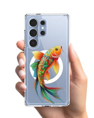 Etui do Samsung Galaxy S25 Ultra z MagSafe przeźroczyste, silikonowe Flexi, Dzika Mandala, Złota ryba