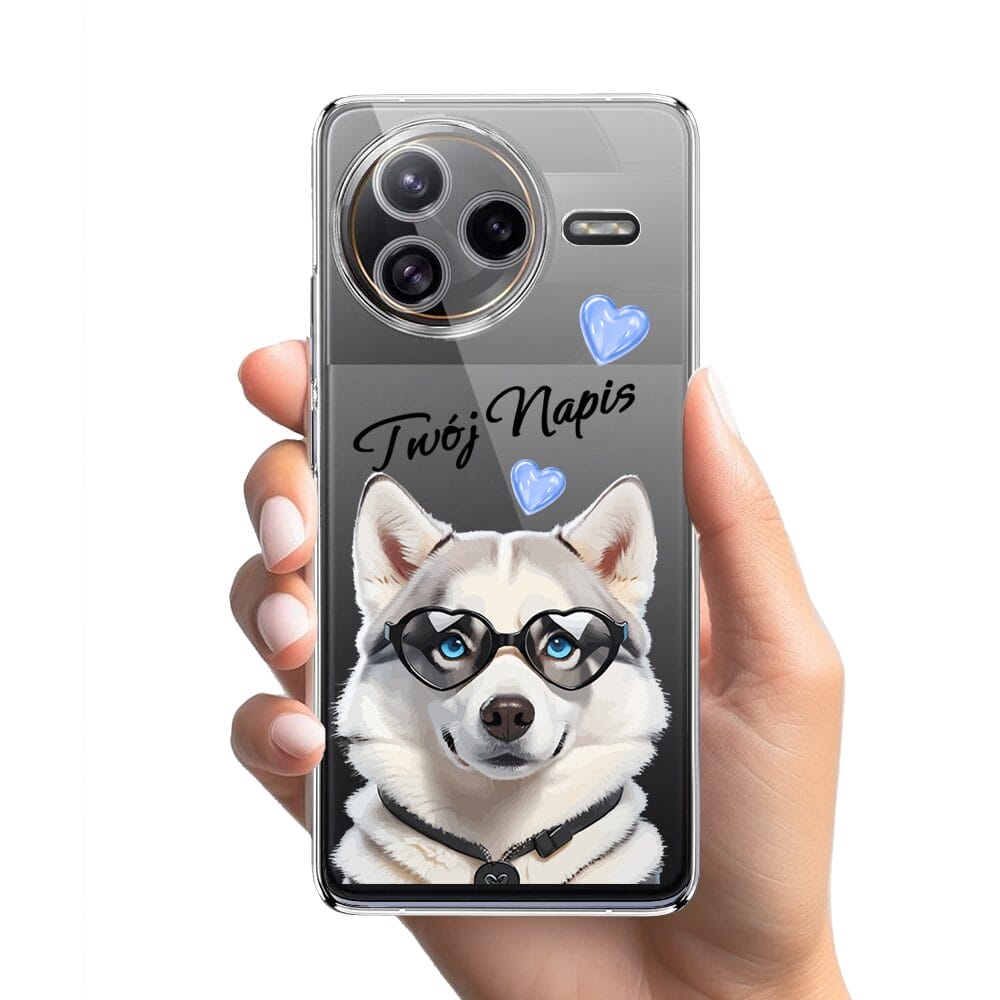 Etui do Xiaomi POCO F7 Ultra przeźroczyste, silikonowe Flexi, Puppy Love, pies rasy Husky - obrazek 2