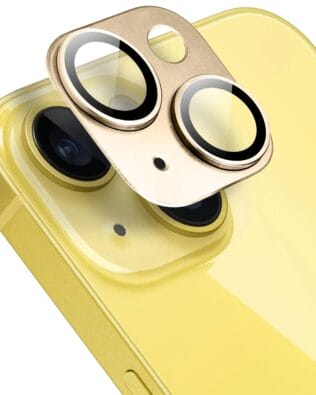 Metalowa osłona na cały aparat z wbudowanymi szkłami do iPhone 14 Plus, złota