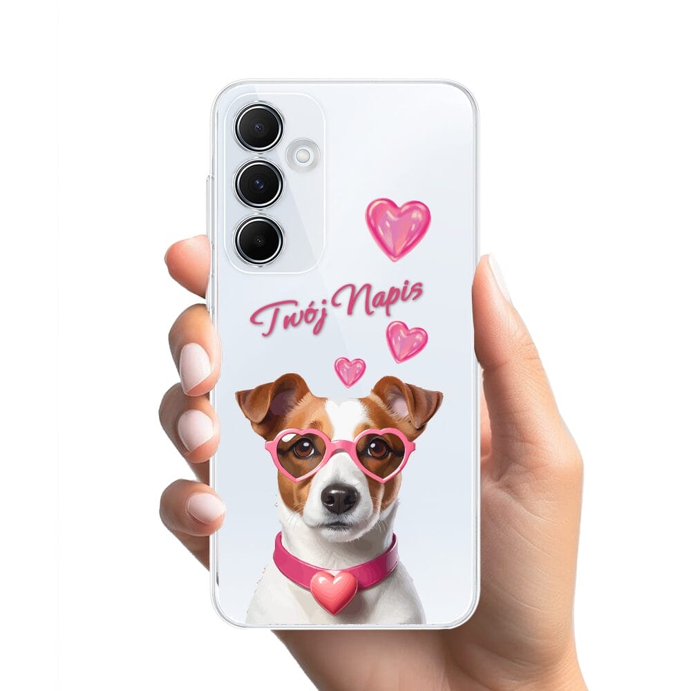 Etui do Samsung Galaxy A55 5G przeźroczyste, silikonowe Flexi, Puppy Love, pies rasy Jack Russell Terrier - obrazek 2