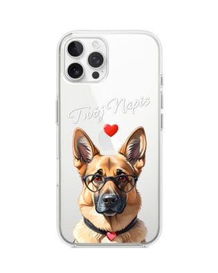 Etui do iPhone 12 Pro Max przeźroczyste, silikonowe Flexi, Puppy Love, pies rasy Owczarek Niemiecki