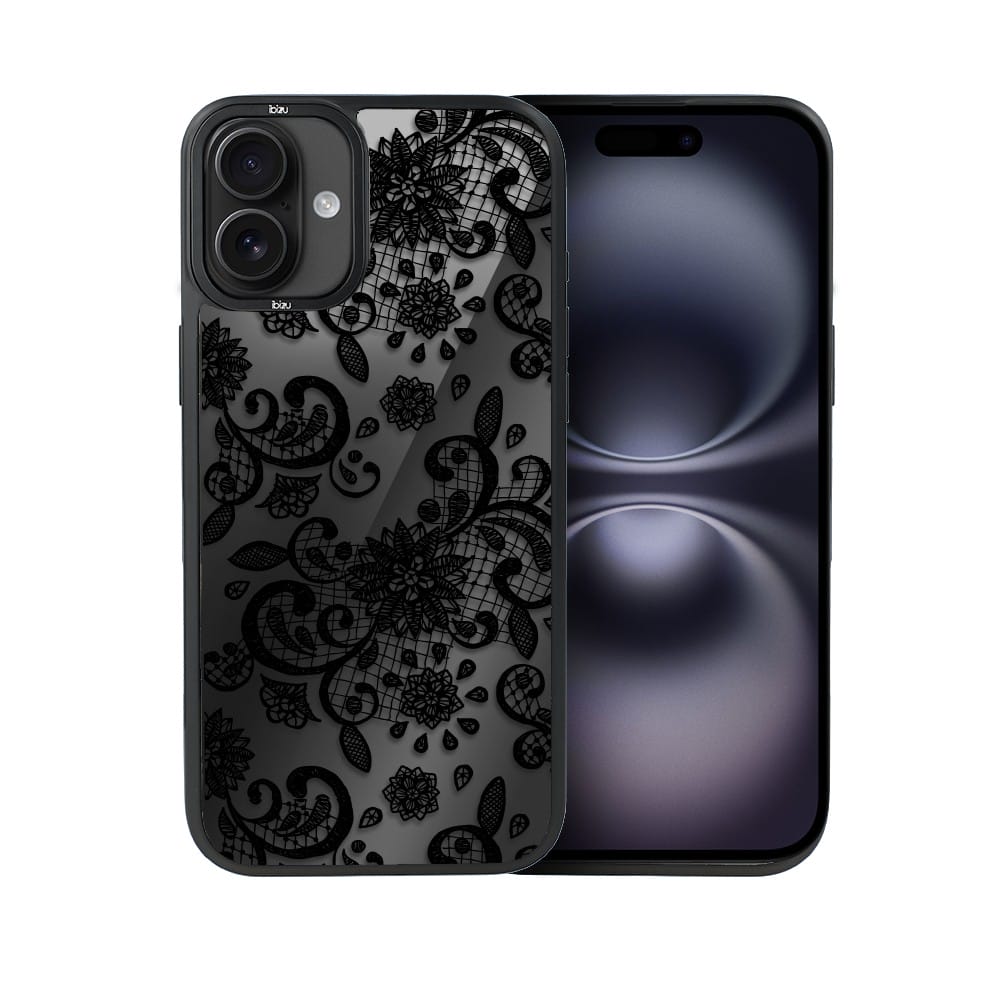 Etui do iPhone 16 IBIZU DropGuard Matt z MagSafe, Midnight, Koronkowa czerń - obrazek 2