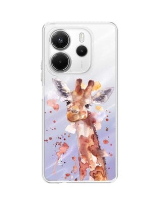 Etui do Xiaomi Redmi Note 14 4G przeźroczyste, silikonowe Flexi, Akwarelowe Zoo, Żyrafa