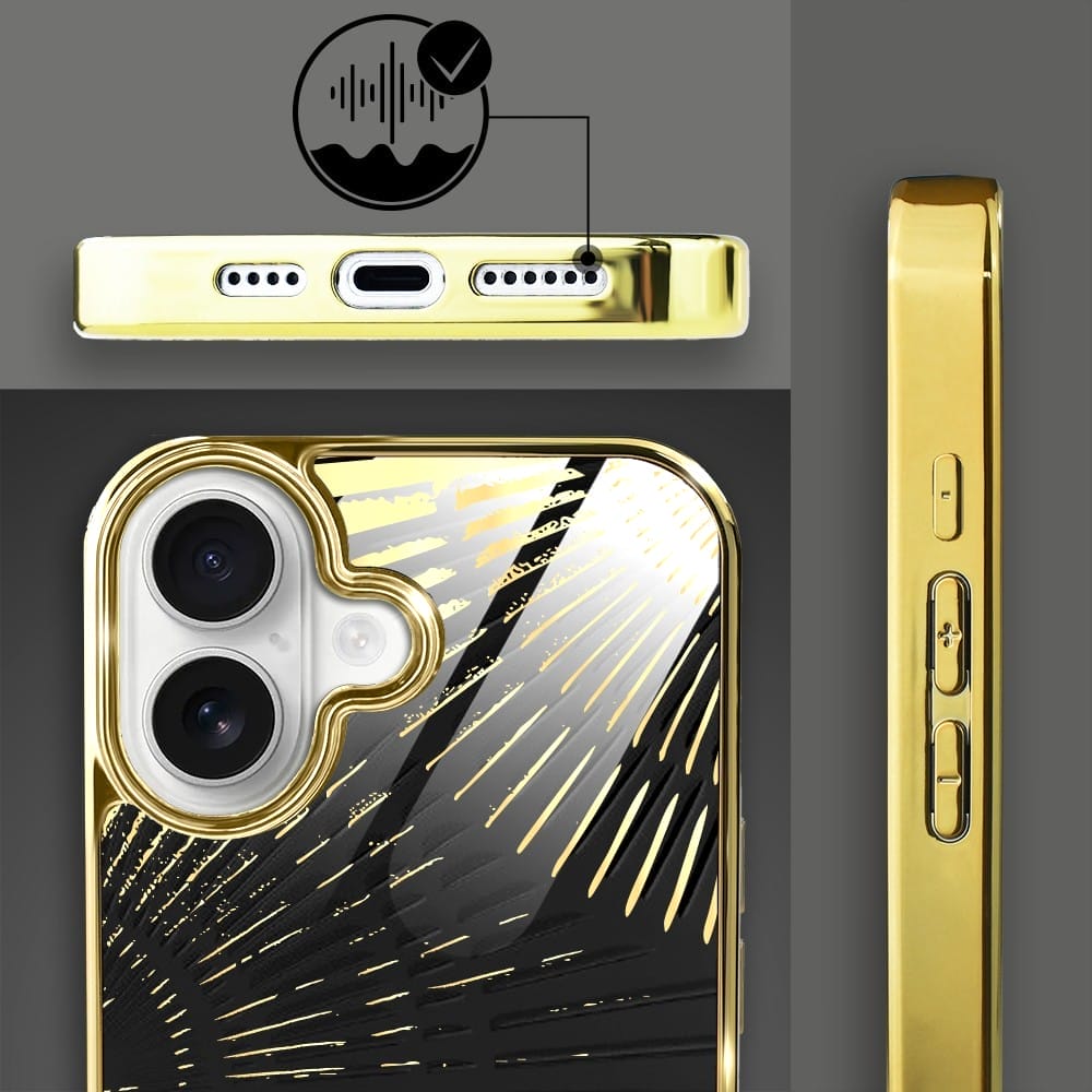 Etui do iPhone 16 IBIZU Elite Glass z MagSafe, Mistyczne wzory, Boski promień czarne, złote - obrazek 6