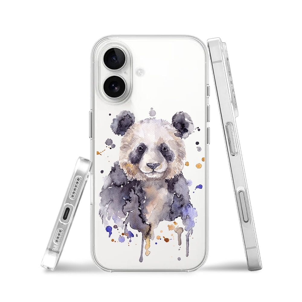 Etui do iPhone 16 przeźroczyste, silikonowe Flexi, Akwarelowe Zoo, Panda - obrazek 3