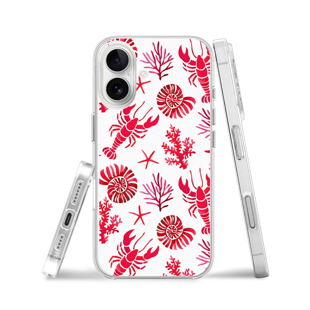 Etui do iPhone 16 przeźroczyste, silikonowe Flexi, krab, muszle - obrazek 3