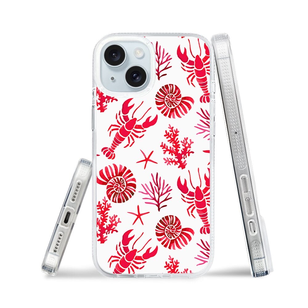 Etui do iPhone 15 z MagSafe przeźroczyste, silikonowe Flexi, krab, muszle - obrazek 3
