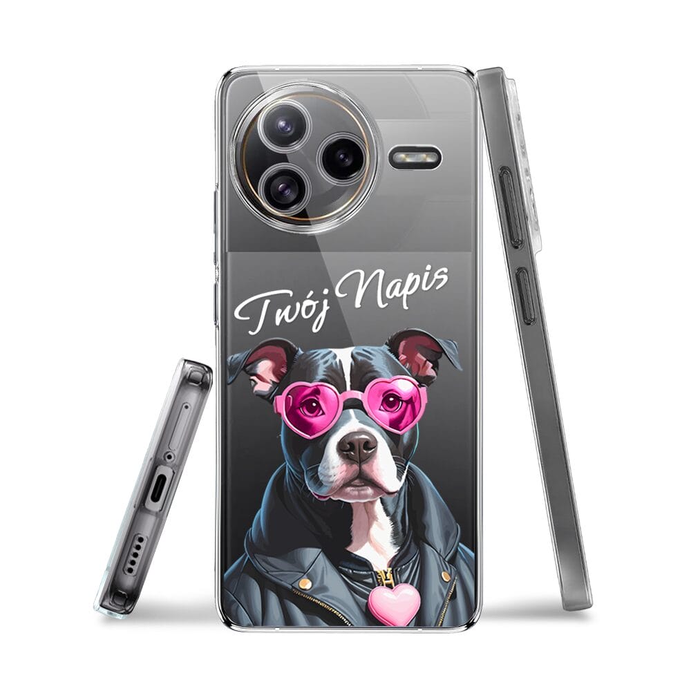 Etui do Xiaomi POCO F7 Ultra przeźroczyste, silikonowe Flexi, Puppy Love, pies rasy Amstaff - obrazek 3