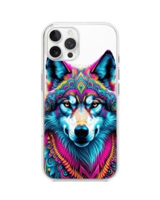 Etui do iPhone 12 Pro przeźroczyste, silikonowe Flexi, Dzika Mandala, Wilk