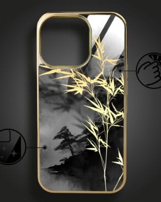 Etui do iPhone 16 Pro IBIZU Elite Glass z MagSafe Magia Azji, Złoty bambus, złote