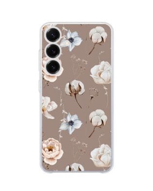 Etui do Samsung Galaxy S25 Plus przeźroczyste, silikonowe Flexi, akwarelowe kwiatki