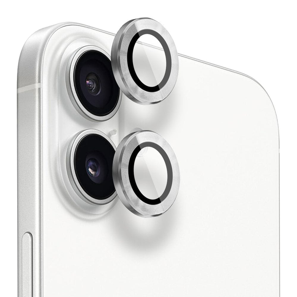 Metalowa osłona obiektywu aparatu ze szkła hartowanego 9H do iPhone 16, 1 zestaw, srebrna - obrazek 2