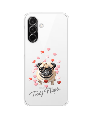 Etui do Samsung Galaxy A26 5G przeźroczyste, silikonowe Flexi, Puppy Love, pies rasy Mops