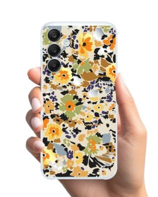 Etui do Samsung Galaxy M35 5G przeźroczyste, silikonowe Flexi, malowane kwiatki