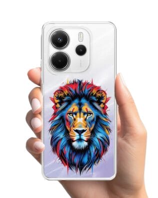 Etui do Xiaomi Redmi Note 14 5G przeźroczyste, silikonowe Flexi, Dzika Mandala, Lew