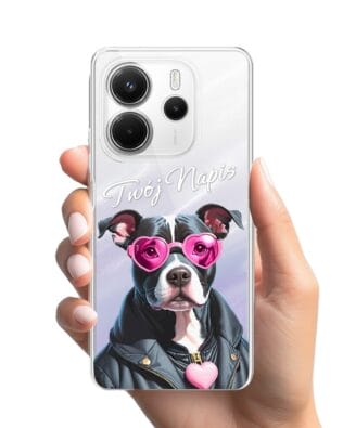 Etui do Xiaomi Redmi Note 14 4G przeźroczyste, silikonowe Flexi, Puppy Love, pies rasy Amstaff