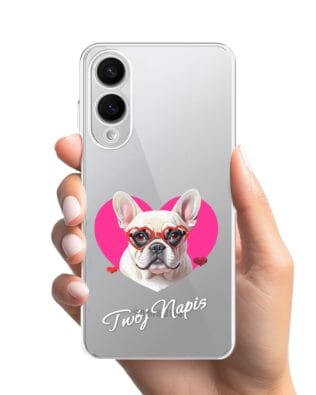 Etui do Samsung Galaxy S25 Edge przeźroczyste, silikonowe Flexi, Puppy Love, pies rasy Buldog Francuski