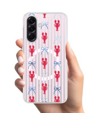 Etui do Samsung Galaxy A56 5G z MagSafe przeźroczyste, silikonowe Flexi, krab i kokardki