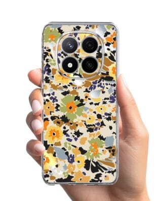 Etui do Xiaomi Redmi Note 14 Pro 4G przeźroczyste, silikonowe Flexi, malowane kwiatki