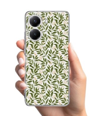 Etui do Xiaomi POCO X7 Pro przeźroczyste, silikonowe Flexi, zielone gałązki