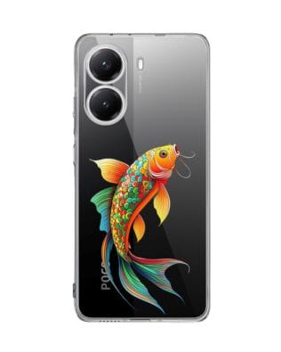 Etui do Xiaomi POCO X7 Pro przeźroczyste, silikonowe Flexi, Dzika Mandala, Złota ryba
