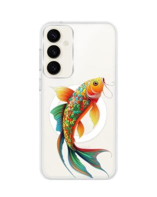 Etui do Samsung Galaxy S23 FE 5G z MagSafe przeźroczyste, silikonowe Flexi, Dzika Mandala, Złota ryba