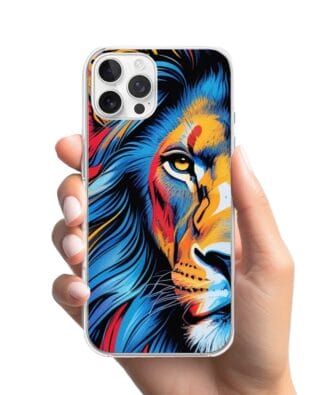 Etui do iPhone 12 Pro przeźroczyste, silikonowe Flexi, Dzika Mandala, Lwie spojrzenie