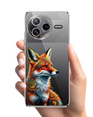 Etui do Xiaomi POCO F7 Ultra przeźroczyste, silikonowe Flexi, Dzika Mandala, Twarz lisa