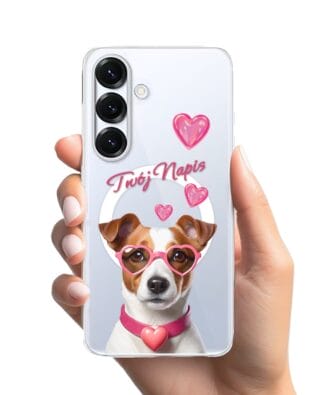 Etui do Samsung Galaxy S25 z MagSafe przeźroczyste, silikonowe Flexi, Puppy Love, pies rasy Jack Russell Terrier