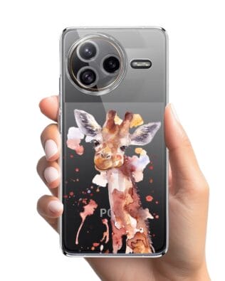 Etui do Xiaomi POCO F7 Ultra przeźroczyste, silikonowe Flexi, Akwarelowe Zoo, Żyrafa