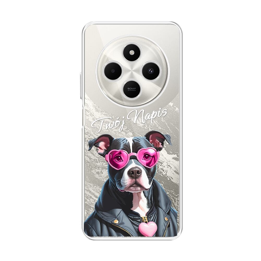 Etui do Xiaomi POCO C75 przeźroczyste, silikonowe Flexi, Puppy Love, pies rasy Amstaff