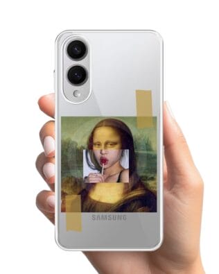 Etui do Samsung Galaxy S25 Edge z MagSafe przeźroczyste, silikonowe Flexi, Mona Lisa z lizakiem