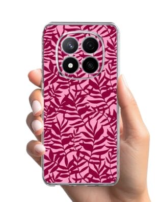 Etui do Xiaomi Redmi Note 14 Pro 4G przeźroczyste, silikonowe Flexi, bordowe liście