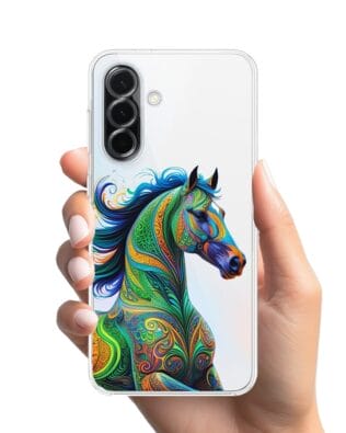 Etui do Samsung Galaxy A36 5G przeźroczyste, silikonowe Flexi, Dzika Mandala, Koń