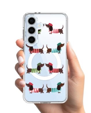 Etui do Samsung Galaxy S24 FE z MagSafe przeźroczyste, silikonowe Flexi, jamnik w Paryżu