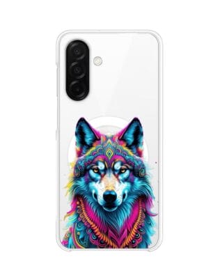 Etui do Samsung Galaxy A26 5G z MagSafe przeźroczyste, silikonowe Flexi, Dzika Mandala, Wilk
