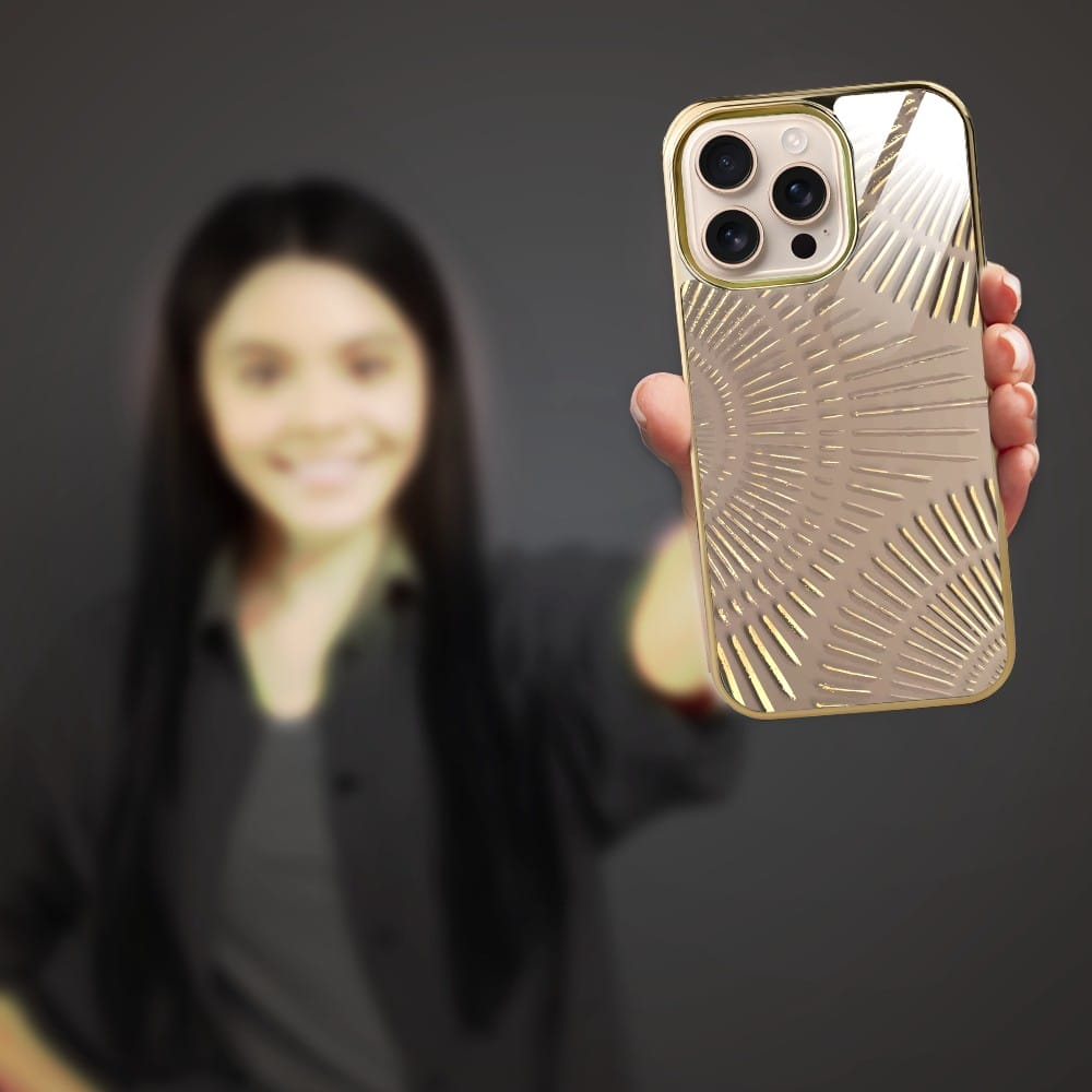 Etui do iPhone 16 Pro IBIZU Elite Glass z MagSafe Mistyczne wzory, Boski promień beżowe, złote - obrazek 5