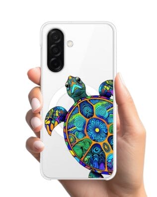 Etui do Samsung Galaxy A26 5G z MagSafe przeźroczyste, silikonowe Flexi, Dzika Mandala, Żółw