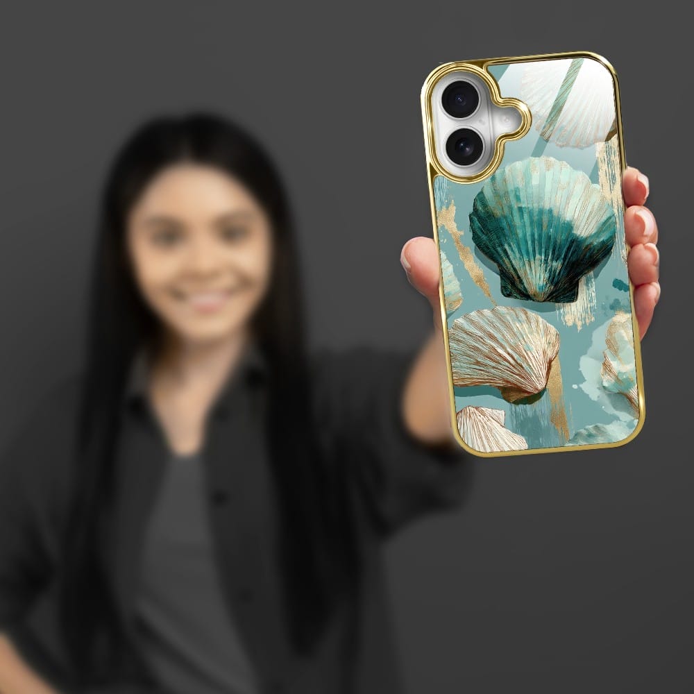 Etui do iPhone 16 IBIZU Elite Glass z MagSafe, Morze, Turkusowy skarb, złote - obrazek 6