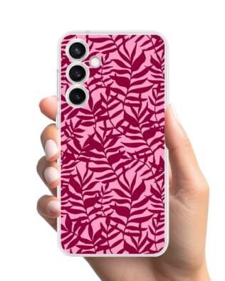 Etui do Samsung Galaxy S23 FE 5G przeźroczyste, silikonowe Flexi, bordowe liście