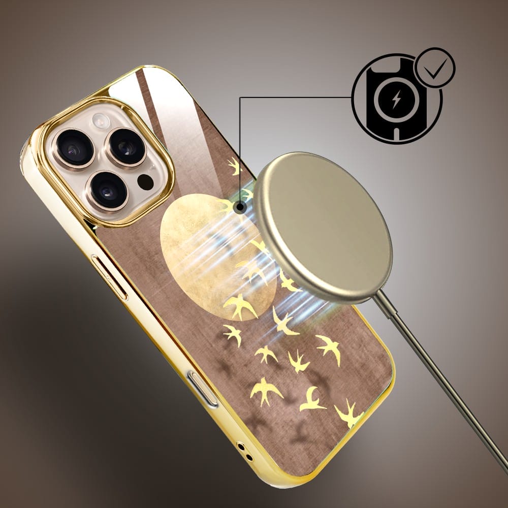 Etui do iPhone 16 Pro MaxIBIZU Elite Glass z MagSafe Magia Azji, Taniec jaskółek, złote - obrazek 7