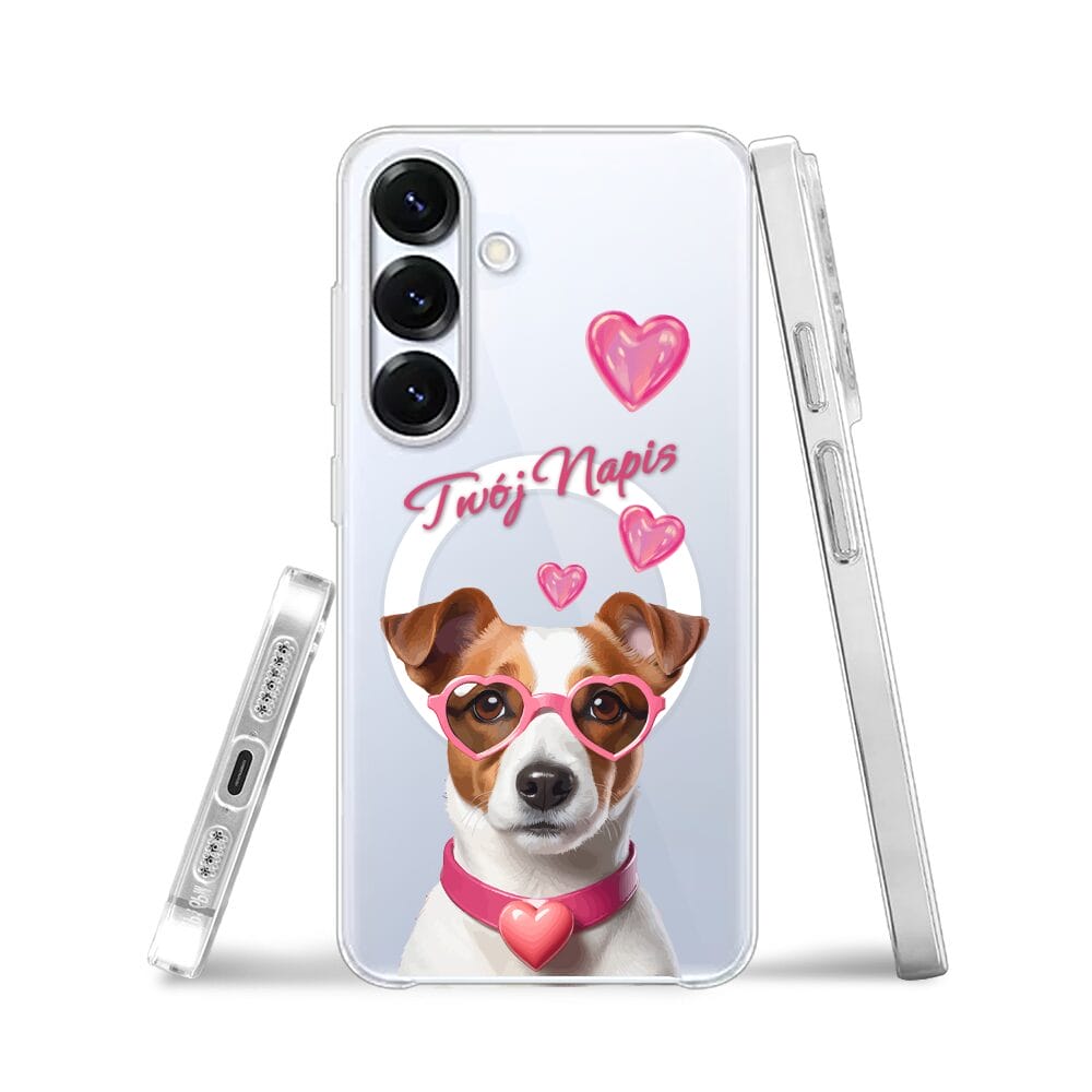 Etui do Samsung Galaxy S25 Plus z MagSafe przeźroczyste, silikonowe Flexi, Puppy Love, pies rasy Jack Russell Terrier - obrazek 3