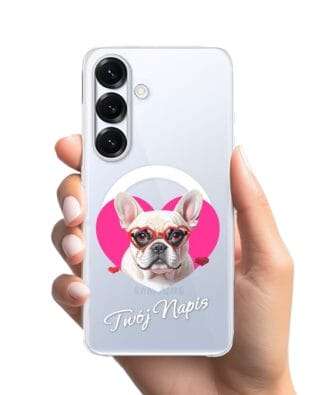 Etui do Samsung Galaxy S25 Plus z MagSafe przeźroczyste, silikonowe Flexi, Puppy Love, pies rasy Buldog Francuski