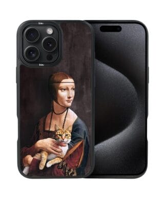 Etui do iPhone 15 Pro Max IBIZU DropGuard Matt z MagSafe, Leonardo Da Vinci, dama z kotem