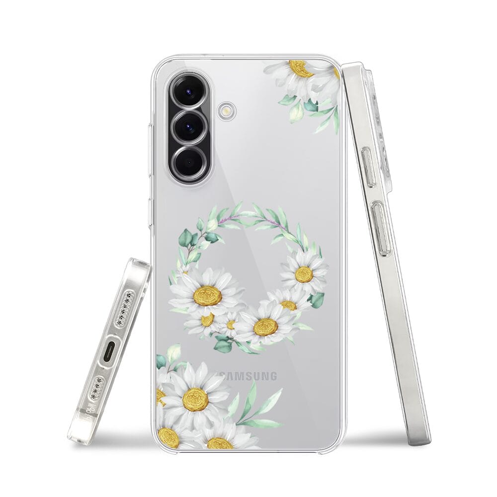 Etui do Samsung Galaxy A56 5G przeźroczyste, silikonowe Flexi, wianek stokrotek - obrazek 3