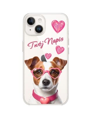 Etui do iPhone 14 przeźroczyste, silikonowe Flexi, Puppy Love, pies rasy Jack Russell Terrier