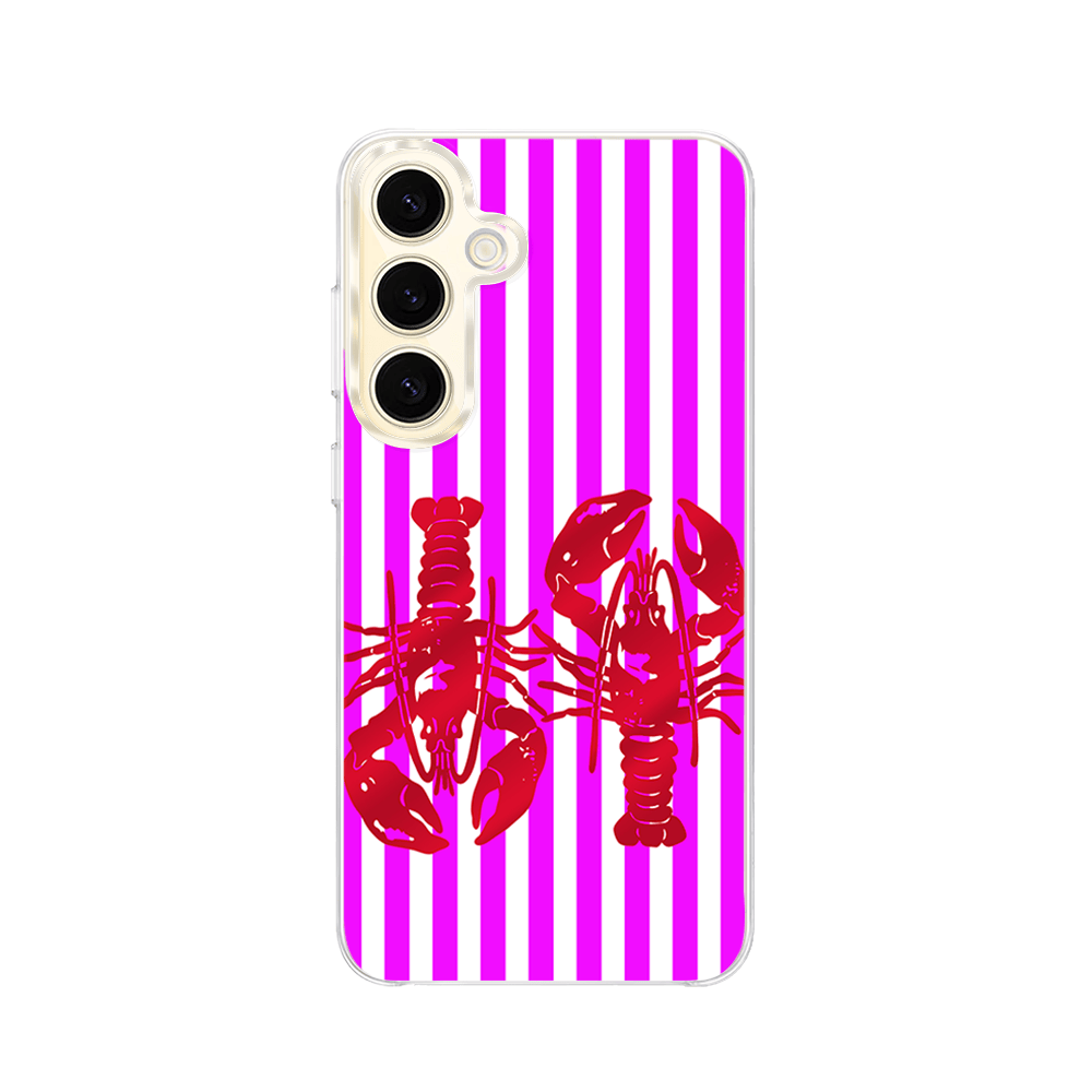 Etui do Samsung Galaxy S24 Plus z MagSafe przeźroczyste, silikonowe Flexi, kraby z różowymi paskami