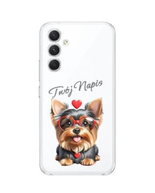 Etui do Samsung Galaxy A54 5G przeźroczyste, silikonowe Flexi, Puppy Love, pies rasy York