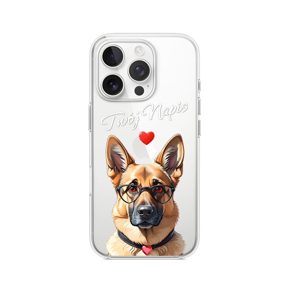 Etui do iPhone 14 Pro przeźroczyste, silikonowe Flexi, Puppy Love, pies rasy Owczarek Niemiecki